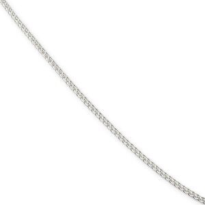 1.75mm Rhodium Plated Sterling Silver Round Spiga Chain Necklace, 18in